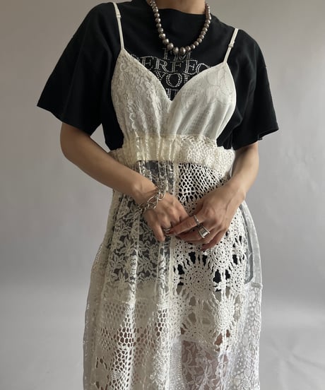 【RE;CIRCLE】RE Crochet Patch Back RBN Camisole One-Piece/250320-006