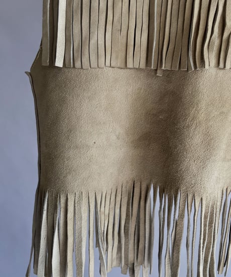 【USED】 Leather Fringe Vest Beige / 230121-011