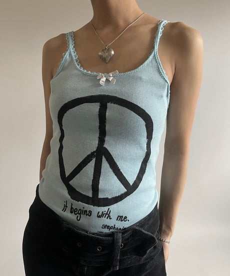 【USED】 Made in USA 80's Peace Mark Camisole Top /250301-012