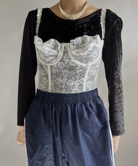 【USED】 Lace Patterned Camisole Corset Top /241221-017
