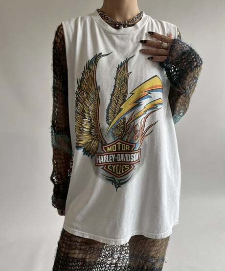 【USED】   Made in USA HARLEY- DAVIDSON Cut off Tank Top /250510-003