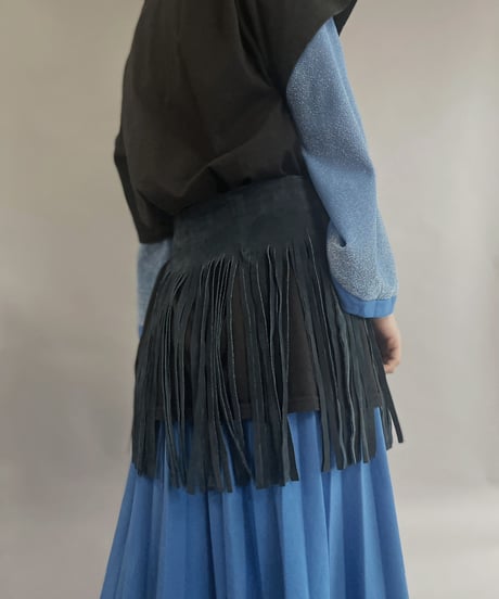 【USED】 Suede Leather Skirt Green / 230304-004