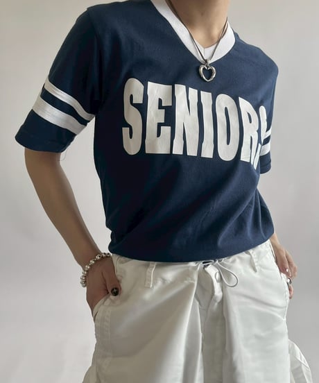【USED】 V-Neck Seniors Ringer T-Shirt /250503-004