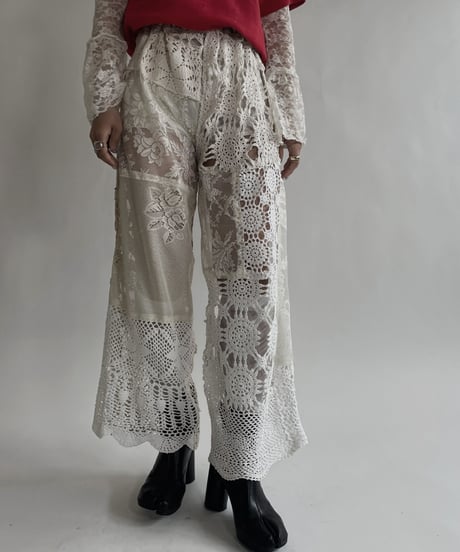 【RE;CIRCLE】 RE Crochet Lace Patchwork Pants / 220526-018