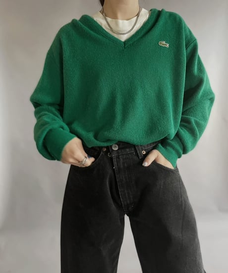 【USED】 Lacoste Acrylic Knit Pullover Green / 230204-015