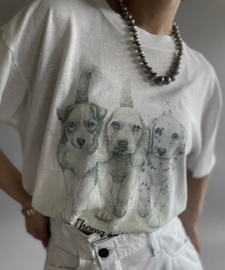 【USED】90's Hanes Dog T-Shirt /240729-048