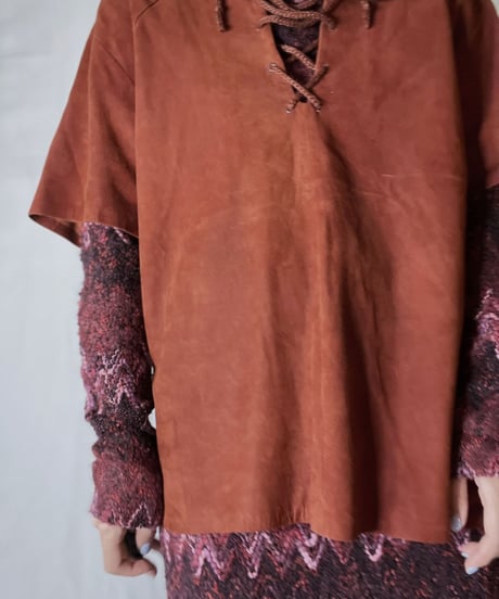 【USED】  Suede Lace Up L/S Top/211014-049