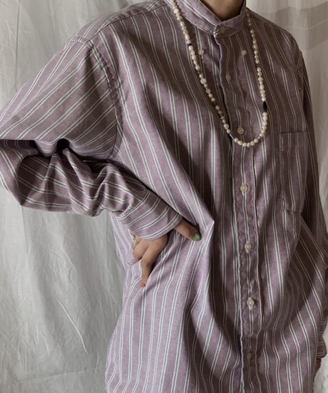 【RE;CIRCLE】 RE Stripe Band Collar Shirt③/210414-031