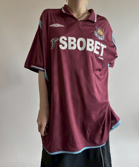 【USED】 09~10's UMBRO West Ham Soccer Shirt / 250717-017