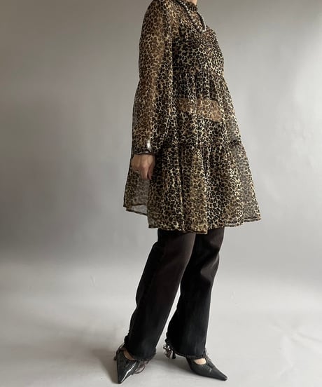 【USED】Leopard Patterned Sheer Top /240907-019