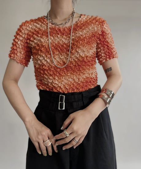 【USED】 Orange Color Popcorn Top / 220709-013