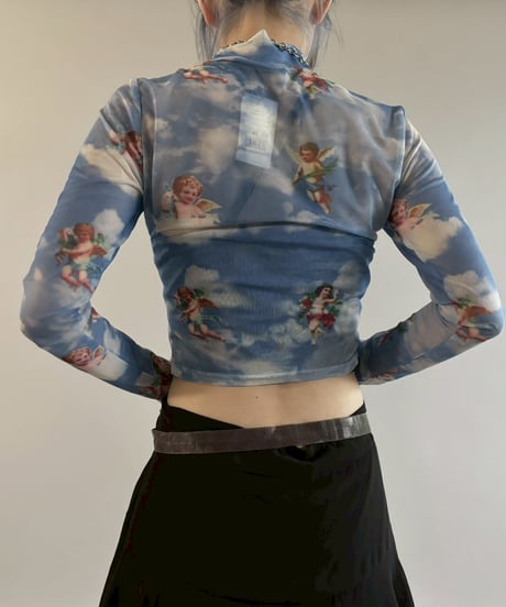【USED】 Angel Pattern Sheer Top / 260307-023