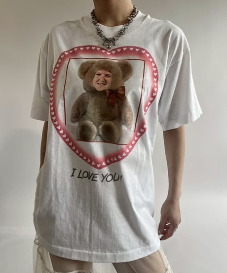 【USED】  Made in USA 90's Screen Stars Vest I LOVE YOU T-Shirt/250510-035