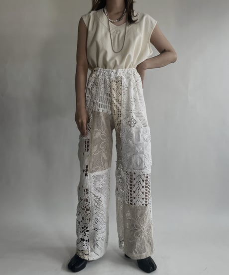 【RE;CIRCLE】 RE Crochet Patchwork Pants / 220623-026