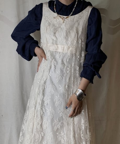 【USED】  USA Flower Patterned Lace Dress②/210429-031