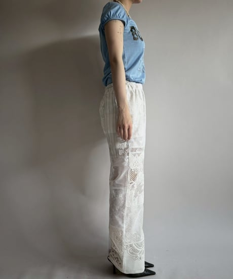 【RE;CIRCLE】 RE Crochet Lace Patch work Pants / 250731-006