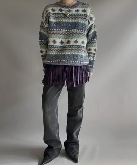 【USED】 L.L. Bean Nordic Patterned Mohair knit Top / 231209-016