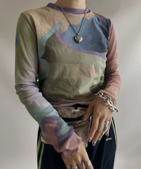 【USED】L/S Patterned Sheer Top / 231009-003