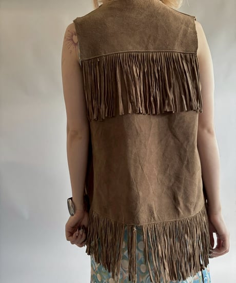 【USED】 Suede Fringe Vest  /250823-024