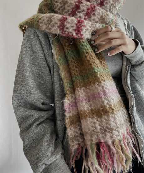 【USED】 Pink Knit Scarf / 221210-036