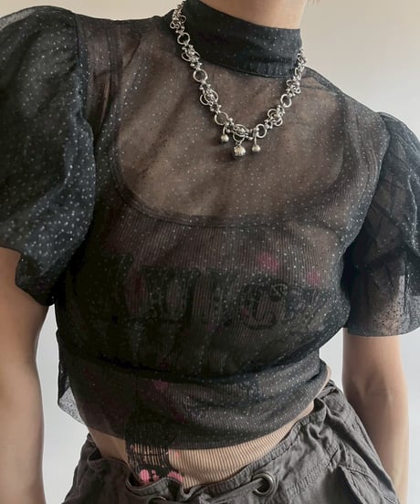 【USED】 S/S Sheer Lame Top  / 250517-002