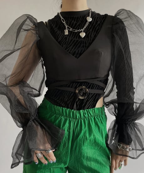 【USED】  L/S See-through Puff Sleeve top  / 230916-018
