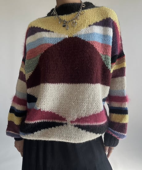 【USED】 Crazy Pattern Knit Top /250201-009