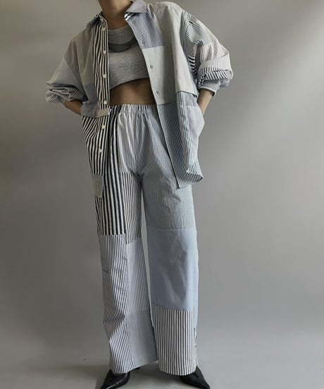 【RE;CIRCLE】 RE Patchwork Strip Shirt / 230824-003