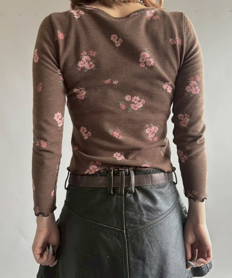 【USED】 Flower Pattern Thermal L/S T-shirt / 251004-007