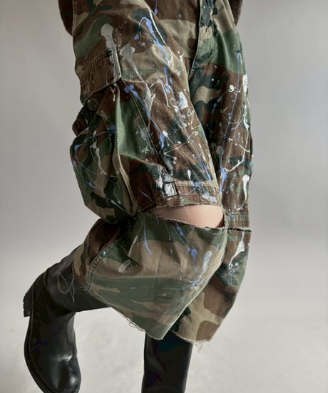 【USED】 Military Camouflage Cut Off Paint Pants /260117-018