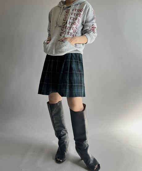 【USED】 Check Patterned Wool Pleats Skirt / 241019-031
