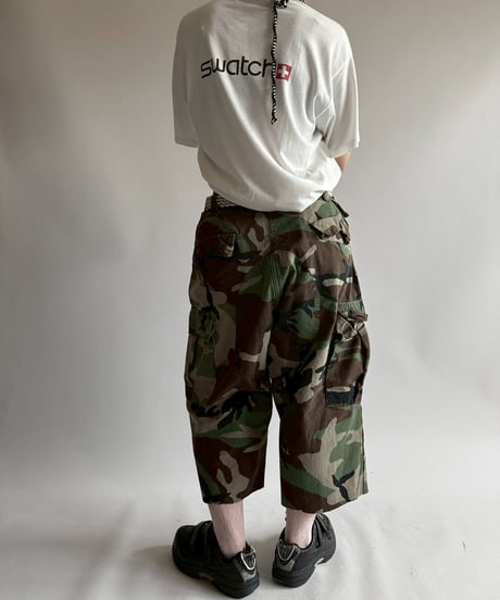 【USED】 Military Camouflage Painted Cut off Shorts  / 250719-007