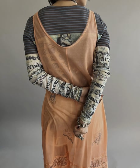【Mashup Products】 Silk Screen Sheer One-Piece /  240217-002