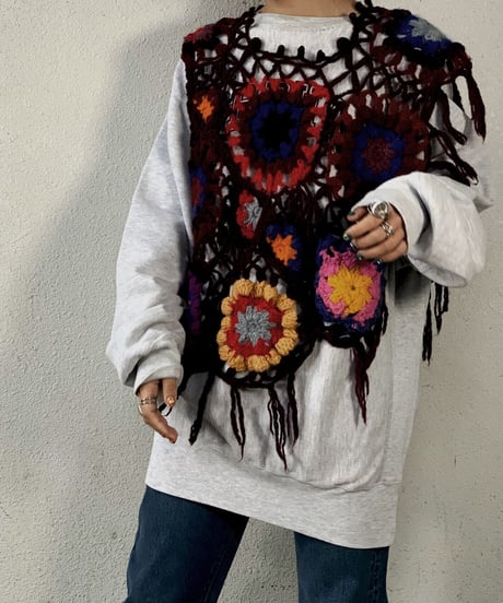 【RE;CIRCLE】 Granny Knit Poncho ① /210125-003