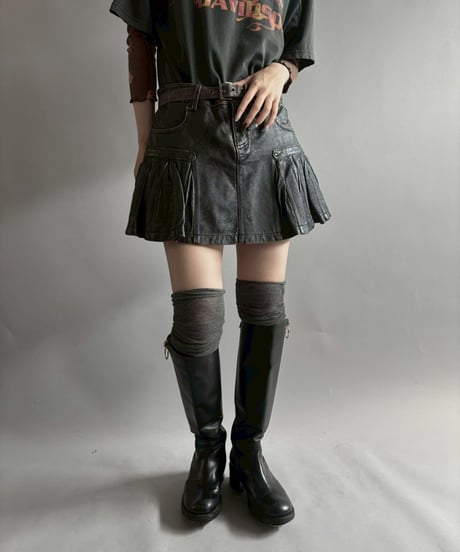 【USED】 Leather Mini Skirt/251004-009