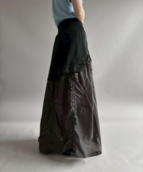 【RE;CIRCLE】 RE U.S Military Rebuild Parachute Layered Skirt Black / 260423-006