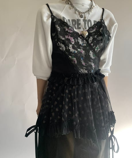 【USED】 Heart Patterned Sheer Mini Skirt / 241124-022