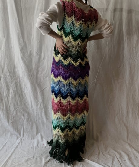 【RE;CIRCLE】 Remake Granny Knit N/S One-piece③/210331-013