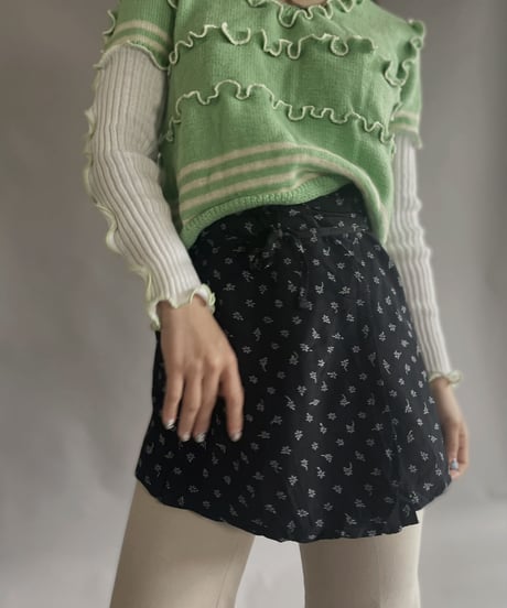 【USED】 Flower Patterned Poly Mini Skirt / 230323-003