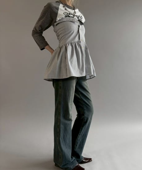 【RE;CIRCLE】  RE Stripe Shirt Mini One-Piece / 260611-011