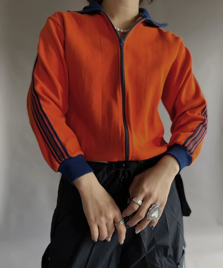 【USED】 Poly Zip-up Line Top Orange / 230128-024