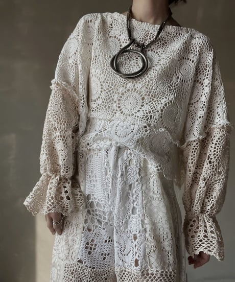【RE;CIRCLE】 RE Crochet Patchwork L/S Top③/20220317-004