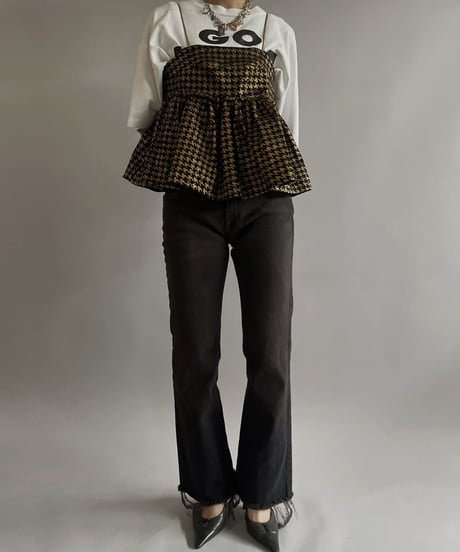 【USED】BRYAN and JOHNNY Houndstooth Patterned Camisole Top/ 240421-010