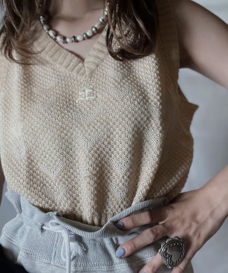 【USED】  Courreges Crochet Knit Vest/211014-042