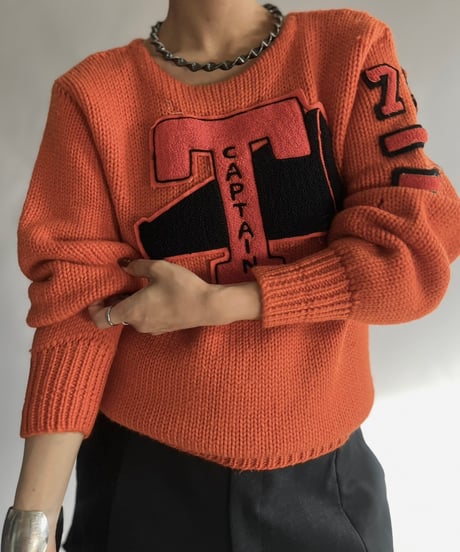 【USED】 Vintage Wool Lettered Knit Top/241130-024