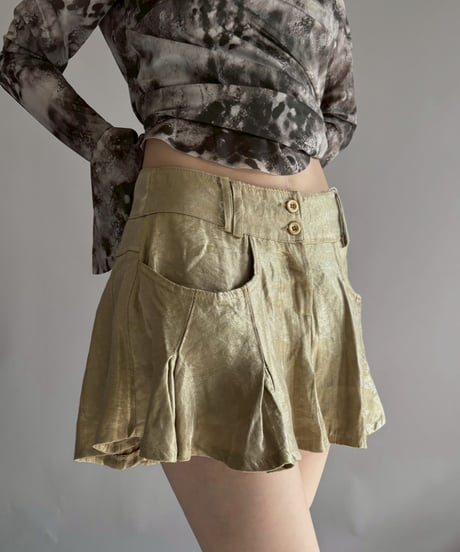 【USED】 Shiny Flared Mini Skirt / 251206-022