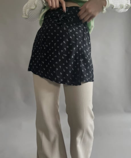 【USED】 Flower Patterned Poly Mini Skirt / 230323-003