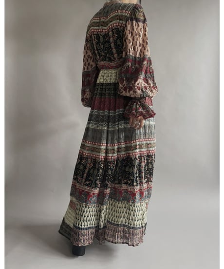 【RE;CIRCLE】 RE Indian Cotton Balloon Sleeved One-piece / 220901-002