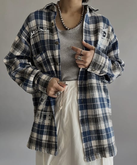 【Mashup Products】 Silk Screen Cotton 100% Check patterned Shirt/  240217-010