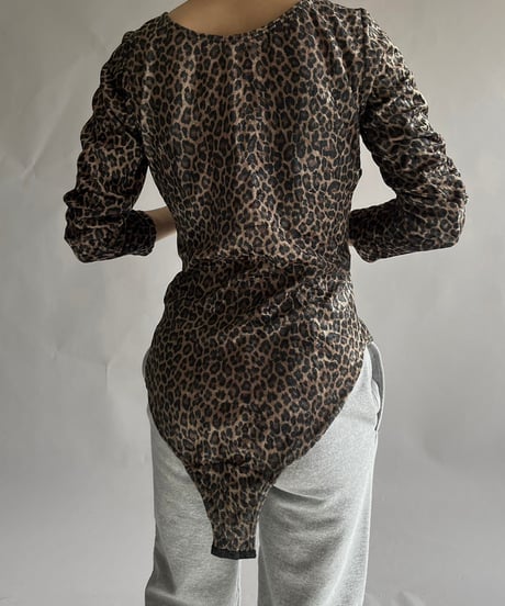 【USED】  Leopard Patterned Velour Leotard Top /241214-004